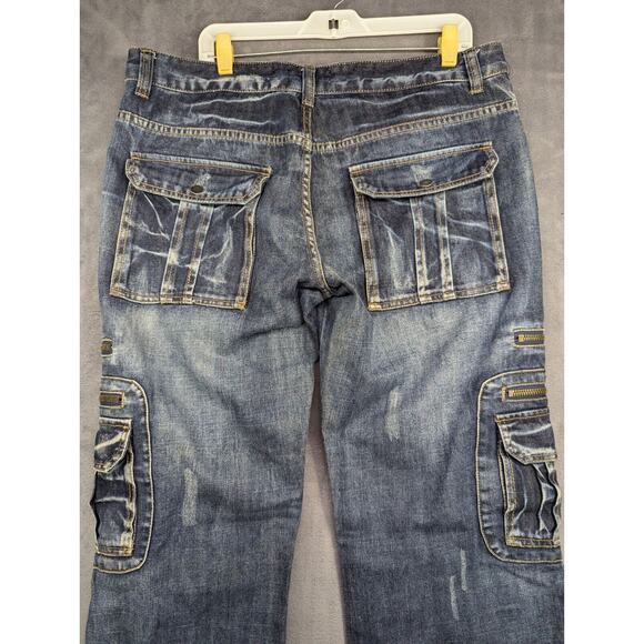 Jeansian Jeans Mens 38 Blue Multiples Pockets And Zipper Size 37x33 - Picture 12 of 12